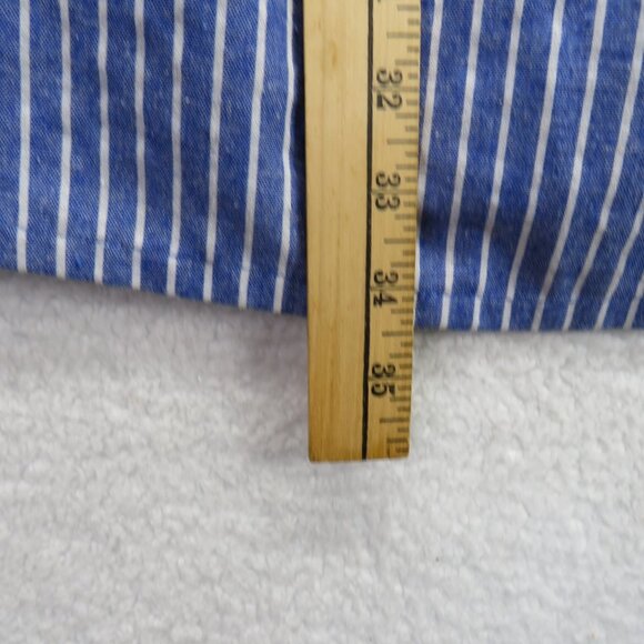 Entro Dress Womens Medium Blue White Striped Sleeveless Embroidered Boho Cotton - Picture 5 of 9